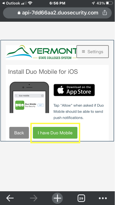 Screenshot of configuration screen: app download verification