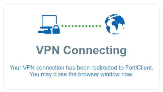 VPN Connecting window you can close once it is connected