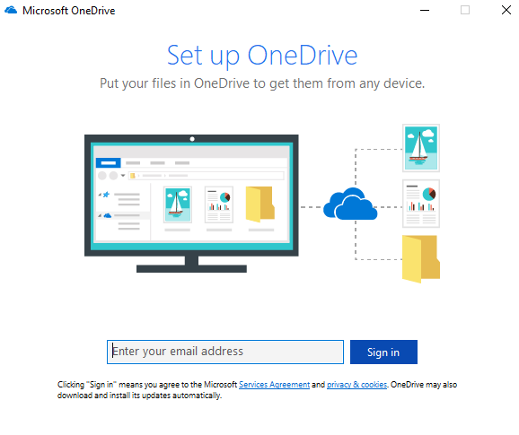 screenshot of Set up OneDrive screen