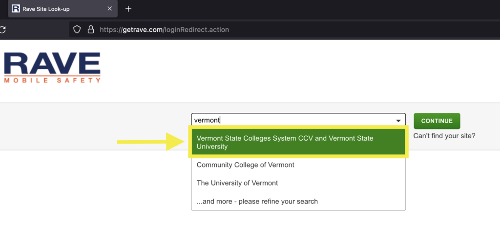 Please select "Vermont State Colleges System, CCV, and Vermont State University" from the list. 