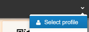 Arrow in the upper right with Select profile text