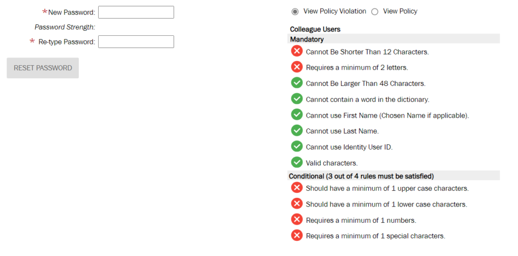 Change password form highlighting the steps above. 