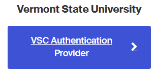 Handshake login page showing the VSC Authentication Provider button under the text Vermont State University.