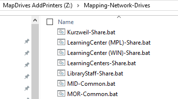 MapDrives AddPrinters (Z:) Windows Explorer window