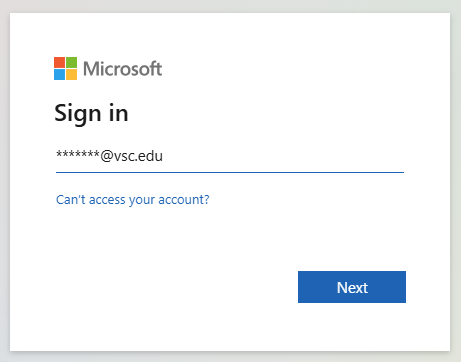Microsoft login page