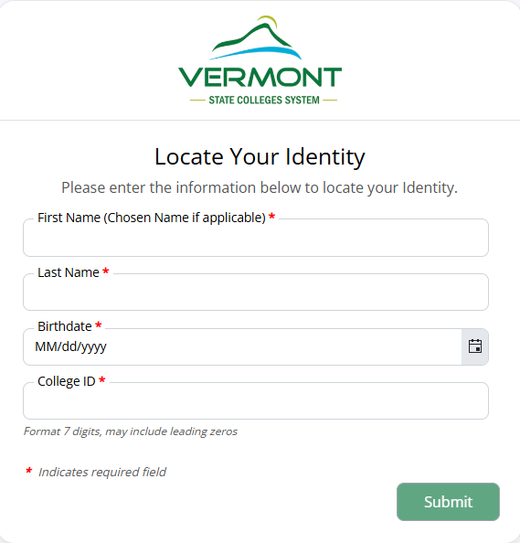 The first step of the account claim process