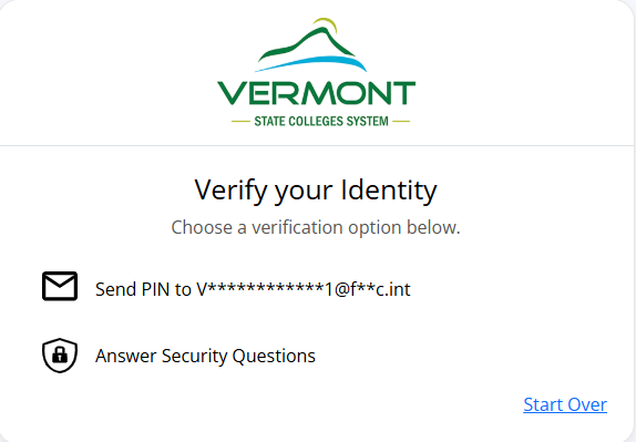 The Identity verification step of the VSC password reset tool