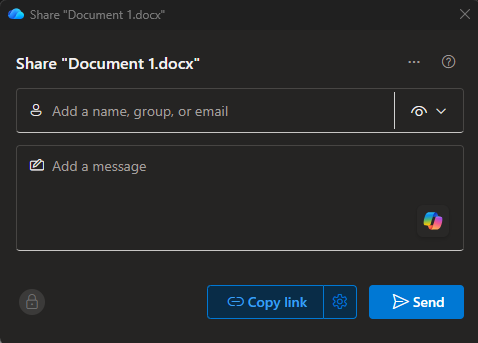 The simplified file sharing prompt from OneDrive