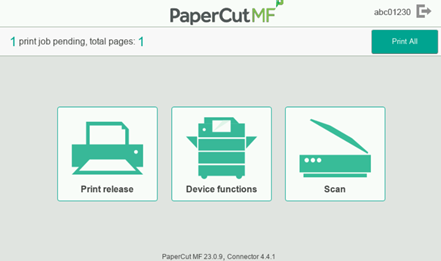 An image of the copier menu options